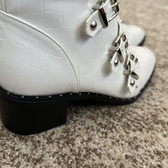 Catherine Melandrano White Leather Heeled Boots 6.5 - Picture 4 of 9